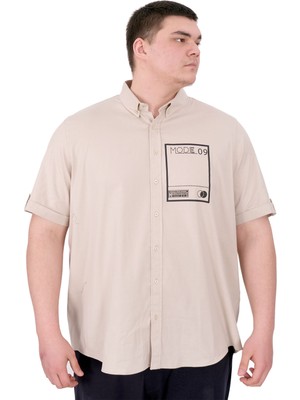 Mode Xl Büyük Beden Erkek Gabardin Gömlek MODE09 U25603 Bej