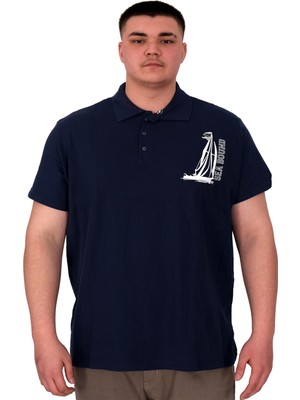 Mode Xl Büyük Beden Erkek T-Shirt Polo Sea Bound U25303 Indigo