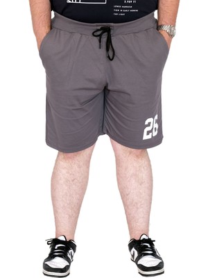 Mode Xl Büyük Bedenerkek Şort 26 Baskılı 25301S Füme