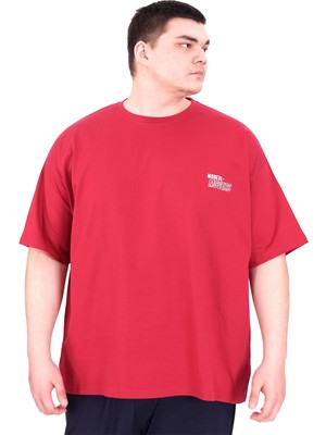 ModeXL Mode Xl Bordo Büyük Beden Erkek T-Shirt Bisiklet Yaka Orta Kalınlık Standart Kol Dokuma U25030 Bordo