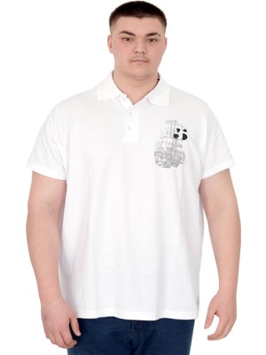 Mode Xl Büyük Beden Erkek T-Shirt Polo Sail Boat U25302 Beyaz
