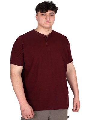 Mode Xl Büyük Beden Erkek Hakim Yaka Tişört Waffle U20036 Bordo