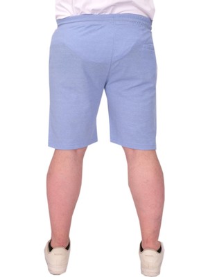 Mode Xl Büyük Beden Erkek Şort Düz Waffle 23498 Mavi