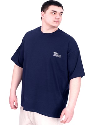 Mode Xl Büyük Beden Erkek T-Shirt Bisiklet Yaka Faıth U25030 Lacivert