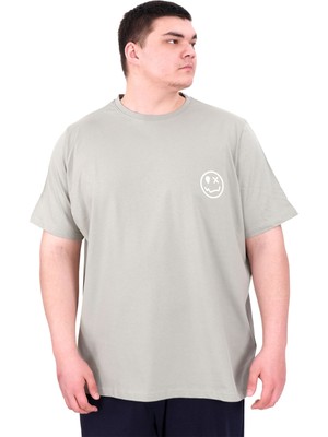 Mode Xl Büyük Beden Erkek T-Shirt Bisiklet Yaka Great U25024 Çağla