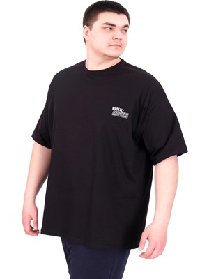 Mode Xl Büyük Beden Erkek T-Shirt Bisiklet Yaka Faıth U25030 Siyah