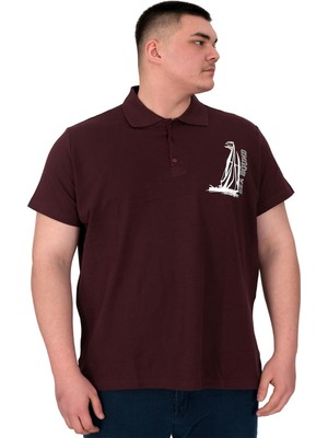 Mode Xl Büyük Beden Erkek T-Shirt Polo Sea Bound U25303 Mürdüm