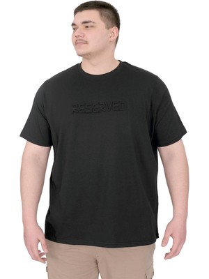 Mode Xl Büyük Beden Erkek T-Shirt Bisiklet Yaka Reseve U25017 Siyah