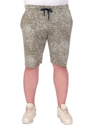 Mode Xl Büyük Beden Erkek Şort Aşındırma Baskı 20037S Haki