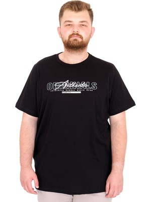 Mode Xl Büyük Beden Erkek T-Shirt Bisiklet Yaka Orıgınals U25038 Siyah