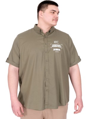 Mode Xl Büyük Beden Erkek Gabardin Gömlek Everyday Essentials U25602 Haki