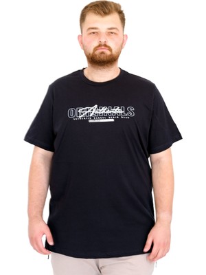 Mode Xl Büyük Beden Erkek T-Shirt Bisiklet Yaka Orıgınals U25038 Lacivert