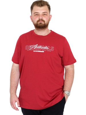 Mode Xl Büyük Beden Erkek T-Shirt Bisiklet Yaka Orıgınals U25038 Bordo