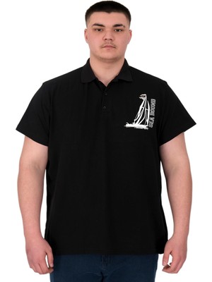 Mode Xl Büyük Beden Erkek T-Shirt Polo Sea Bound U25303 Siyah