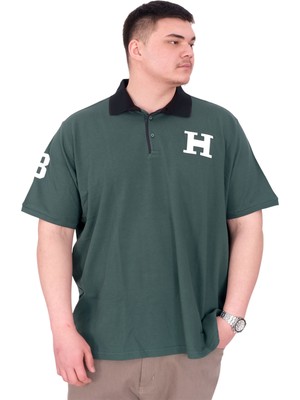 Mode Xl Büyük Beden Erkek T-Shirt Polo Yaka H Brouded U25312 Nefti