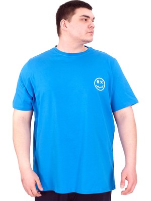 Mode Xl Büyük Beden Erkek T-Shirt Bisiklet Yaka Great U25024 Saks
