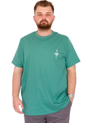 Mode Xl Büyük Beden Erkek T-Shirt Bisiklet Yaka Chneyrmd U25020 Çağla