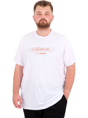 Mode Xl Büyük Beden Erkek T-Shirt Bisiklet Yaka Orıgınals U25038 Beyaz