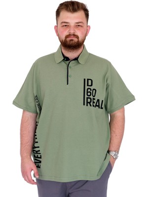 Mode Xl Büyük Beden Erkek T-Shirt Polo Yaka Real U25309 Çağla