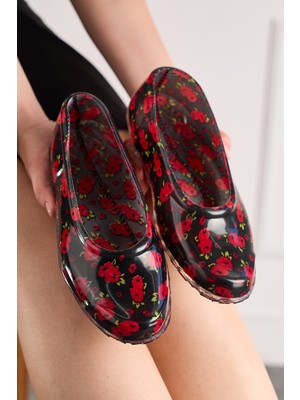 Günlük Kadın Babet Çiçekli Astar Kaymaz Taban Esnek Lastik Plaj Bahçe Tarla Iş Deniz Çarık Ayakkabı 193