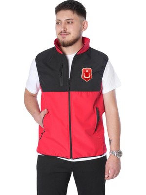 Türk Bayrağı Kabartmalı Baskılı Duocolour Softshell Yelek