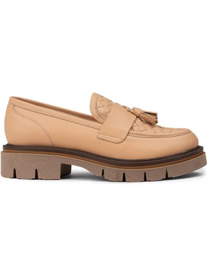 Deery Kadın Bej Hakiki Deri Loafer Ayakkabı - F2267ZPDRE01