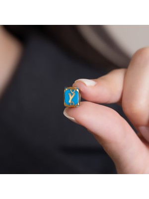 Bayar Gold 14 Ayar Altın Y Harfli Altın Kafesli Mavi Boncuk Kolye Ucu