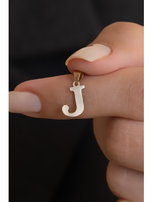 Bayar Gold 14 Ayar Altın İki Boyutlu J Harfli Kolye Ucu
