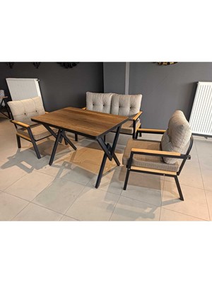 Serdem-(Ester)-2+1+1+Masa Bahçe Balkon Mobilyası Koltuk Capicino-Kazayağı