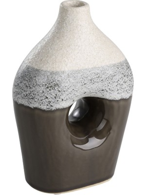 Eglo 421516 "ıwate" 18 cm Yüksekliğinde Bej Siyah Seramik Vazo