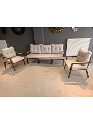 Serdem-(Ester)-3+1+1 Bahçe Balkon Mobilyası Koltuk Krem