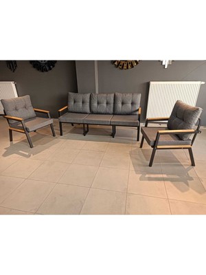 Serdem-(Ester)-3+1+1 Bahçe Balkon Mobilyası Koltuk Gri