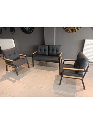 Serdem-(Ester)-2+1+1 Bahçe Balkon Mobilyası Koltuk Antrasit