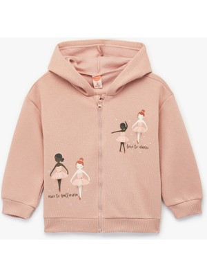 Uzun Kollu Fermuarlı Kapşonlu Pamuklu Sweatshirt