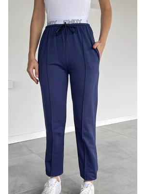 Kadın Bel Baskılı Paça ve Bel Lastikli Çimalı Eşofman Altı P-00018643