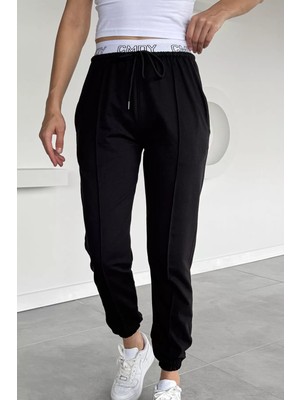 Kadın Bel Baskılı Paça ve Bel Lastikli Çimalı Eşofman Altı P-00018643