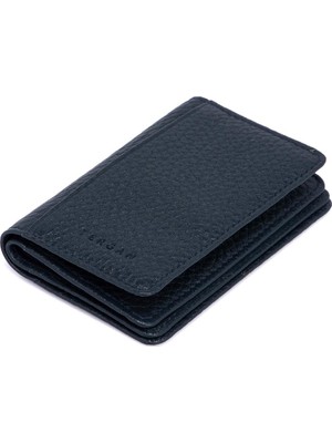 Tergan Lacivert Hakiki Deri Unisex Kartlık - Düz Tasarım Ve İşlevsellik İle 6x9.5 cm