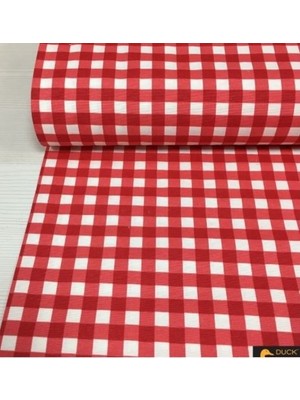 Premier Home Kırmızı Kareli Dertsiz Leke Tutmaz Su Itici Duck Keten Kumaş