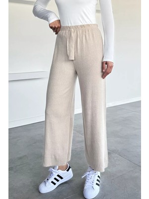 Kadın Bel Lastikli Bol Paça Pantolon P-00018532