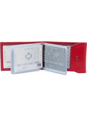 Tergan  Kırmızı Hakiki Deri Unisex Kredi Kartlık - S1KK00001193-C71