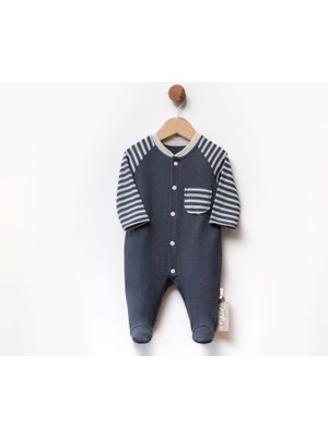 Cepli Çizgili Patikli Iki Iplik Tulum - Antrasit - 1 Ay - FLE252440-ANTRASIT-1 Ay Antrasit