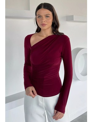 Kadın Drapeli V Yaka Bluz P-00018522