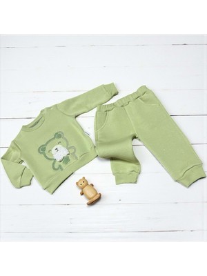 Papyonlu Ayıcık Üçiplik Alt Üst Takım - Love Maxx - 5231HP-1 - Haki - 9 Ay - 5231HP-1-HAKI-9 Ay Haki