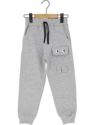 Göz Nakışlı Cepli Iki Iplik Şardonlu Eşofman Alt - Gri - 5 Yaş - ATA30660.0-GRI-5 Yaş Gri