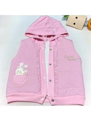 Tavşanlı Kapüşonlu Yelek - Pembe - 18 Ay Pembe