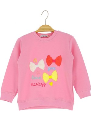 Fiyonk Nakışlı Iki Iplik Sweatshırt - Pembe - 2 Yaş - NSL402-PEMBE-2 Yaş Pembe
