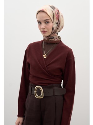 Marıelle Desen Pamuklu Viskon Eşarp Ağaç Kabuğu