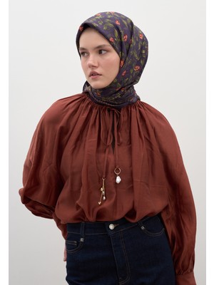 Leana Desen Pamuklu Viskon Eşarp Mor