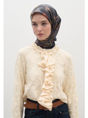 Evelyne Desen Pamuklu Viskon Eşarp Lacivert