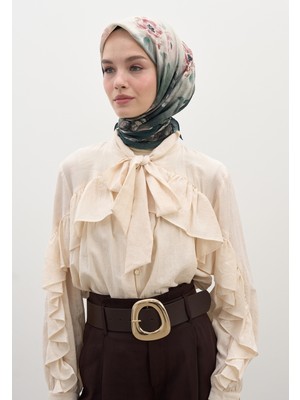 Marıelle Desen Pamuklu Viskon Eşarp Petrol